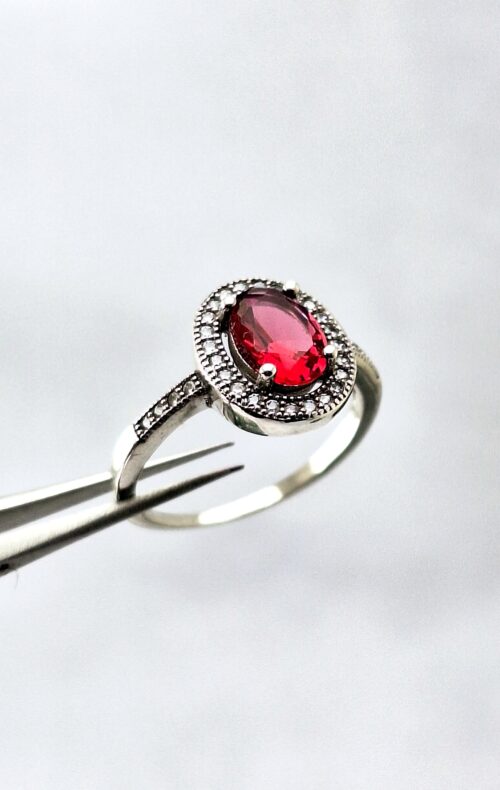 Anillo Plata 925 Con Ruibi Sintetico - Imagen 4