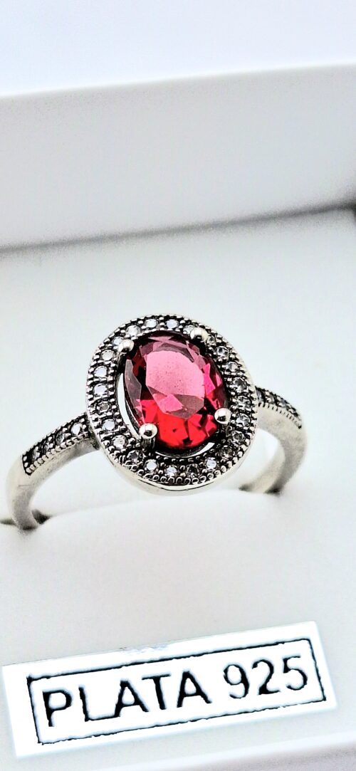 Anillo Plata 925 Con Ruibi Sintetico - Imagen 3